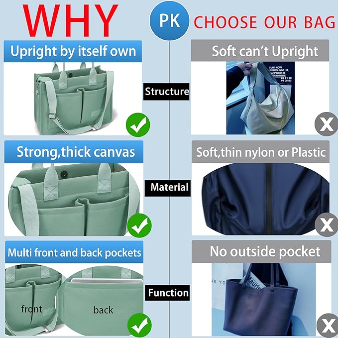 Canvas Tote Bag for Women,Women's Bags Crossbody Bags Work Laptop Tote Bag Large Handbags Purse for Travel Nurse Teacher