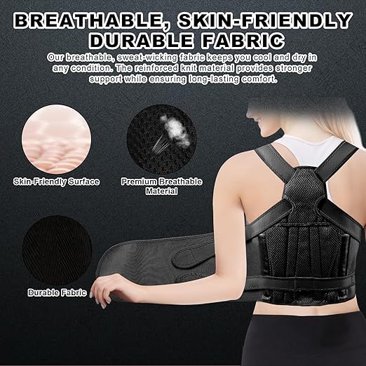 Back Brace Posture Corrector for Women and Men, Adjustable Shoulder Straightener Full Lumbar Support Belt, Upper and Lower Back Pain Relief, Scoliosis Hunchback Hump Thoracic Spine Corrector (Black S)