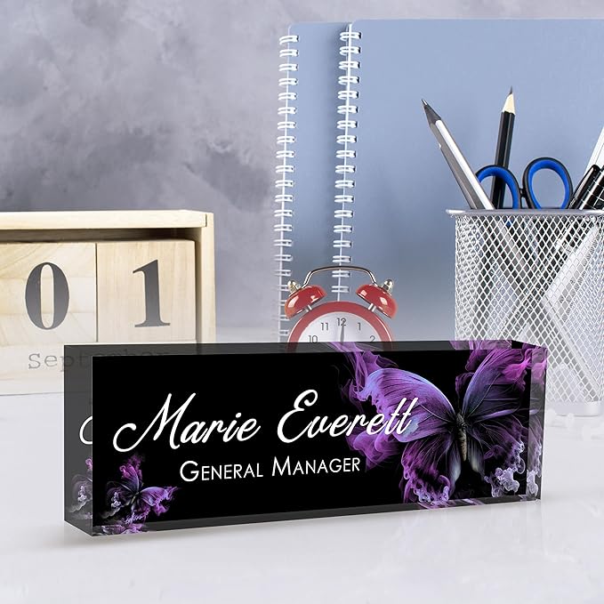 Custom Name Plate for Desk | Personalized Desk Name Plate | Personalized Boss Employee Appreciation Gifts | Acrylic Name Plate Office Desk Accessories