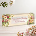 Personalized Name Plate for Desk, Custom Acrylic Desk Name Sign, Office Appreciation Gifts for Women Men Coworkers Boss Teacher Employee (Flower-Rose)