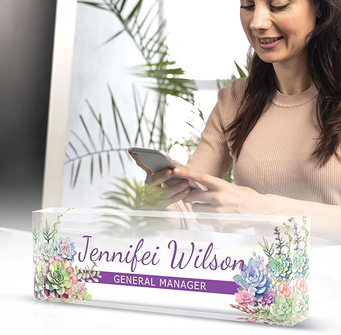 Name Plate for Desk-Personalized Name Plates for Desk-Name Plate Personalized for Office-Gifts for Teacher Boss Employee Appreciation Office Desk Decor (purple A), MYDZBJMT1009