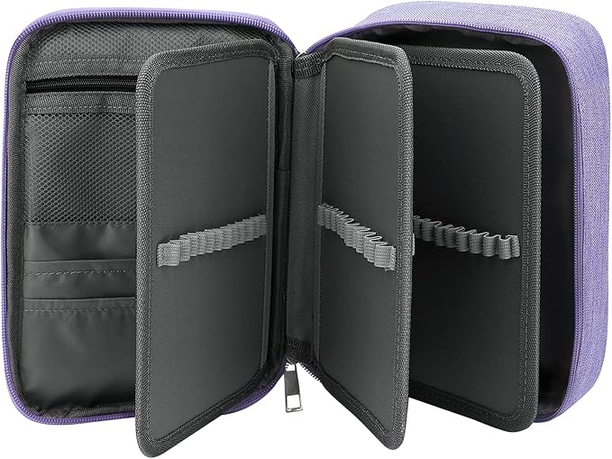 Large Capacity Pencil Case, 72 Slots Colored Pencil Pouch Bag Portable Pencil Holder Stationery Organizer with Compartments for Office and Travel, Purple