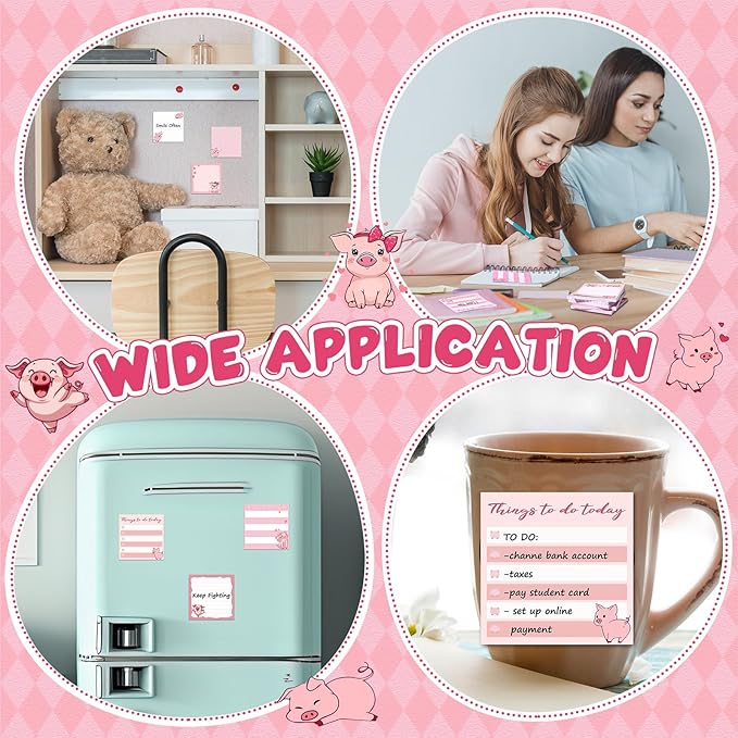 9 Pads Piggy Sticky Notes 3x3 Inch Cute Self Stick Notepads Notes Adhesive Memo Pad Office Decor Gifts for Students School Teacher Meeting Office Supplies