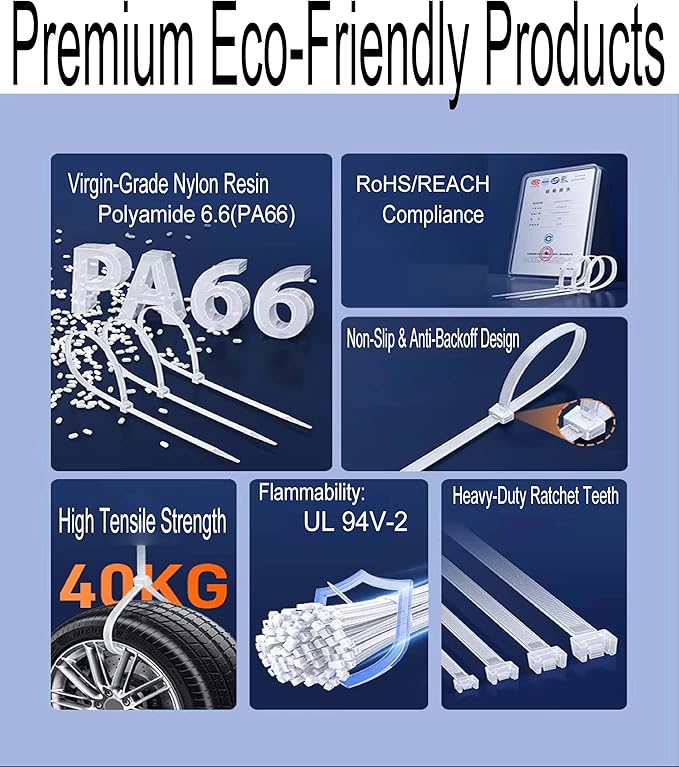 12-Inch Heavy-Duty Nylon Zip Ties, 100-Pack – 120lb Tensile Strength, Secure & Reliable for Industrial, DIY, Workshop, and Travel (Black/White) by LANGTSA