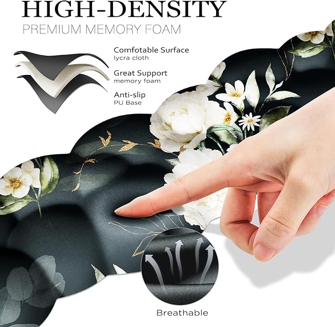 JIKIOU Cloud Wrist Rest Keyboard, Cloud Keyboard Wrist Pad Set with Comfortable Cloth, Cute Arm Rest for Palm Support, PC/Gaming Desk Accessories/Office Setup/Computer Hand Cushion Peony