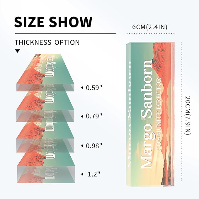 Personalized Name Plate for Desk Custom Acrylic Desk Name Plate Custom Employee Appreciation Gifts Office Gifts for Women, Men, Boss, Coworkers, Teacher, Nurse (Desert)