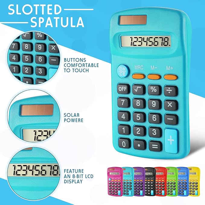 24 Pcs Pocket Size Basic Calculators Dual Powered Handheld 8 Digit Display Desktop Calculators for Desktop Home Office(Multi Color)