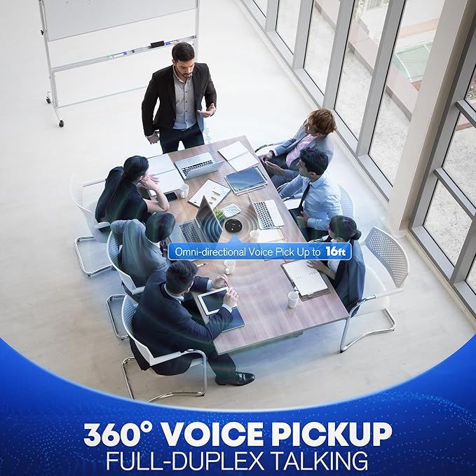 AISPEECH M4 Pro Speakerphone, Conference Microphone with Directional Voice Pickup, Enhanced Voice Pickup, AI Transcription, AI Noise Reduction, USB C, Bluetooth Speakerphone for Personal Workspaces