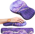 MEKASS Ergonomic Mouse Pad and Keyboard Wrist Rest Set, Super Soft Memory Foam Desk Wrist Support Cute for Computer Keyboard, Non-slip Arm Rests Cushion for Typing Gaming Office Laptop (Purple Marble)