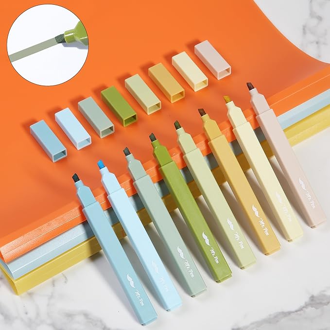 Mr. Pen- Aesthetic Highlighters, 8 Pack, Chisel Tip, Natural Vintage, Cute Highlighters Assorted Colors