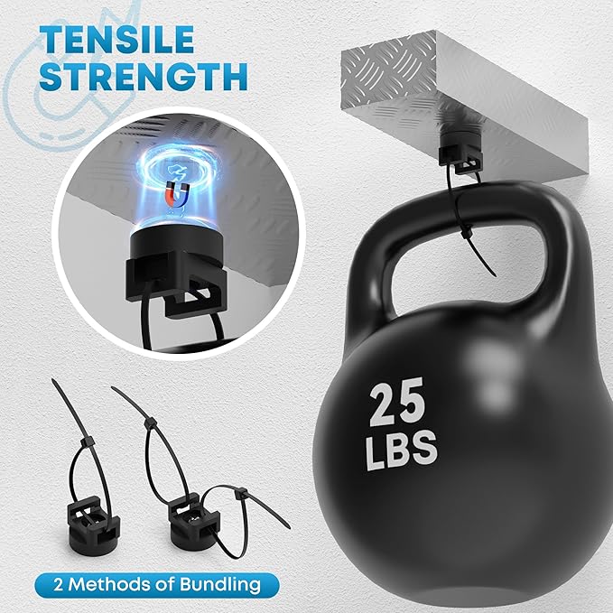 AIYOTAR 220pcs Heavy Duty Zip Tie Organizer Kit - Includes 200pcs Zip Ties & 20pcs Magnet Mounts, Wire Clamps, Holders for Home Office Car Garage Cable Management