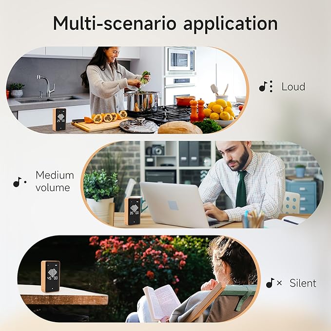 Digital Hourglass Timer, Rechargeable Magnetic Visual Timer with Large LED Display, Adjustable Volume for Classroom, Cooking, Fitness, Baking, Kids Learning & Teaching (Wood Grain Design)