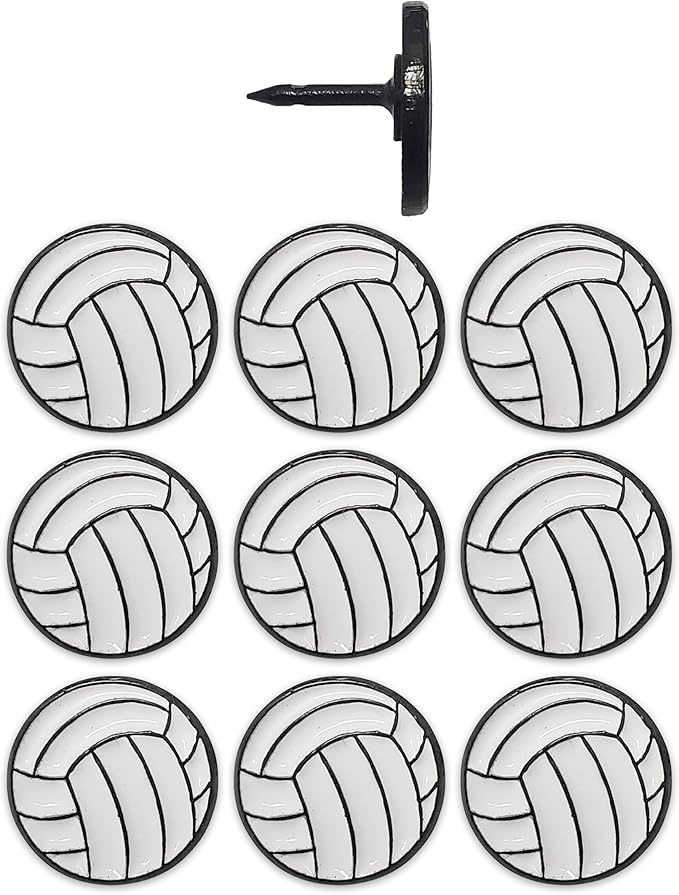 Volleyball Push Pins, for Cork Board, Maps, or Lapel Pin Use, Designed in The USA, Volleyball Pins, Set of 10