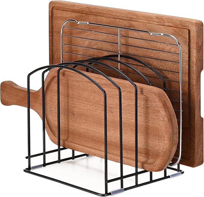 5-Slot (One Size Slot) Cutting Board Organizer, Bakeware Organizer, and Kitchen Cabinet Organizer for Baking Trays and Cookie Sheets - Black - 1pc