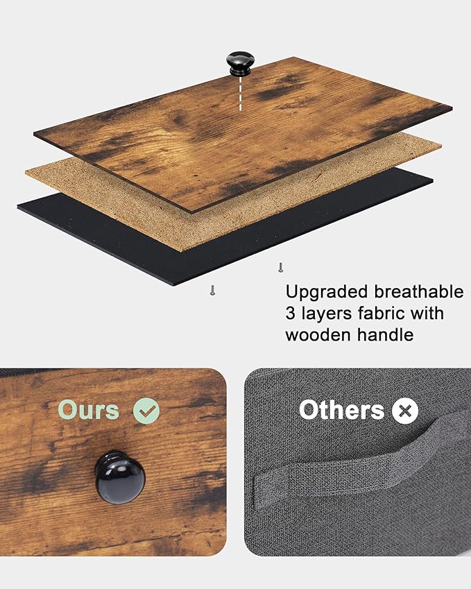 Crestlive Products Tall Dresser, 7-Drawer Fabric Storage Tower, Chests of Drawers - Vertical Organizer Unit for Bedroom, Hallway, Entryway, Nursery, Closets -Wood Top & Handles (Rustic Brown)