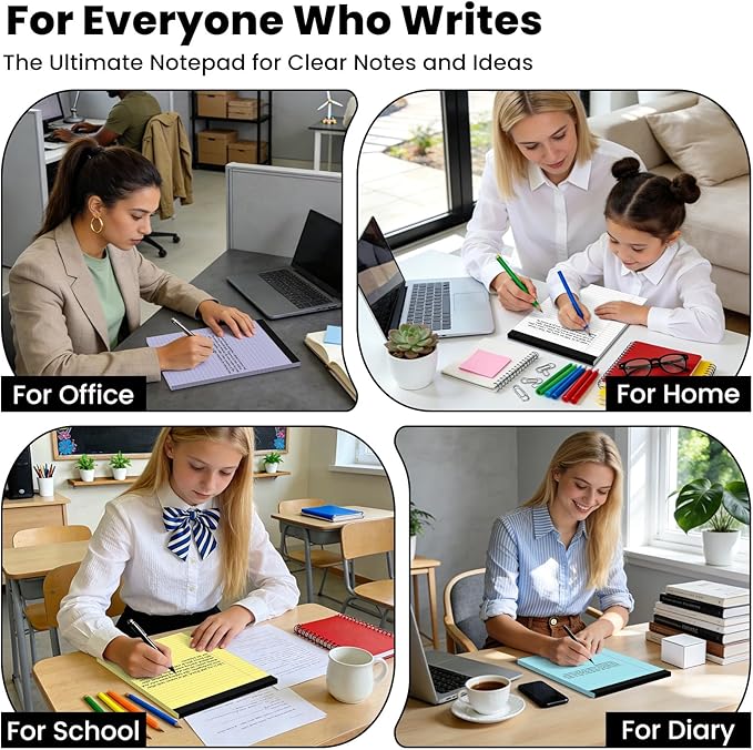 12pcs Legal Pads 8.5 x 11,Notepads 8.5 x 11 Inch, 30 Sheets/Pack, Colored Note Pad Clear Print Writing Pads of Paper, Perforate Wide Ruled Lined with Sturdy Back for Office, Business & School Supplies