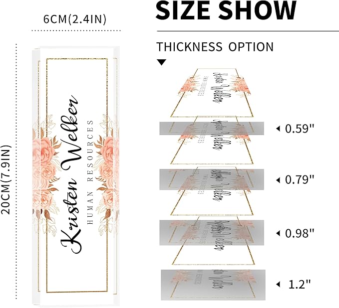 Custom Name Plate for Desk, Desk Name Plate Personalized, Office Decor for Women Men, Acrylic Desktop Accessories, Office Gifts for Coworkers Boss Teacher, Employee Appreciation Gifts (Flowers D)