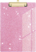 Glitter Acrylic Clipboard Decorative Standard A4 Letter Size 12.2" x 8.7", Fashion Bling Clip Boards with Designed Low Profile Gold Clip for Classroom Office - Warm Pink