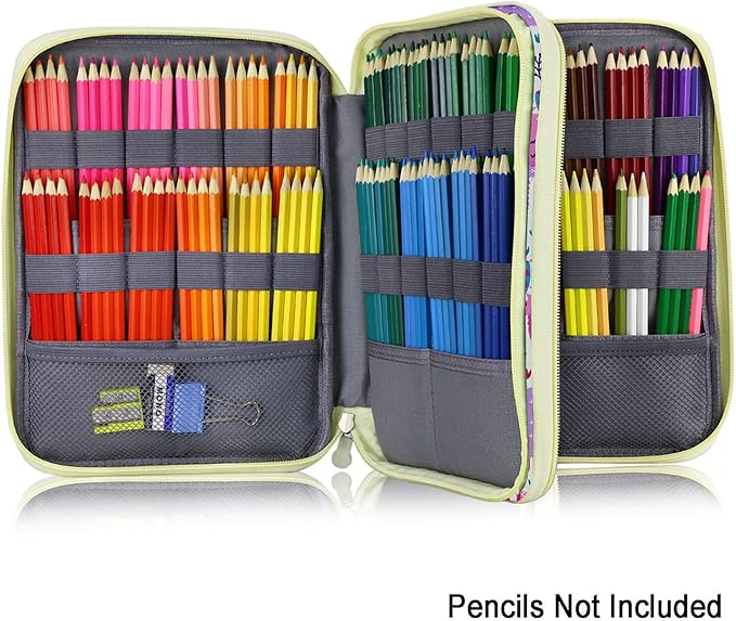 YOUSHARES 192 Slots Colored Pencil Case, Large Capacity Pencil Holder Pen Organizer Bag with Zipper for Prismacolor Watercolor Coloring Pencils, Gel Pens for Student & Artist (Color Alpaca)