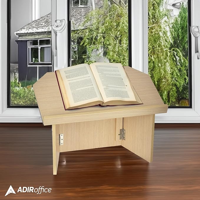 AdirOffice Tabletop Podium, Folding Podium Ideal as a Tabletop Lectern, Beige