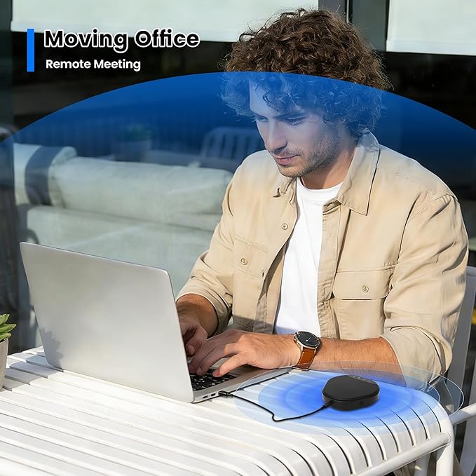 Ynoonvon Conference Speakerphone with 360° Voice Pickup, AI Noise Reduction & Echo Cancellation, USB Plug and Play Desktop Microphone Speaker for Zoom, Teams, Skype, Home Office & Online Meetings