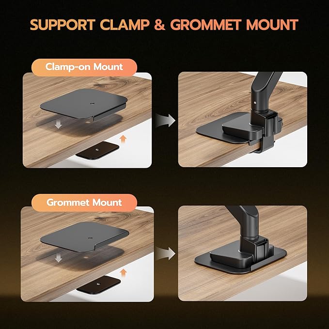 ARES WING Steel Monitor Mount Reinforcement Plate for Thin, Glass and Other Fragile Tabletop, Steel Monitor Stand Plate Compatible with Most C-Clamp and Grommet Monitor Arms, Black