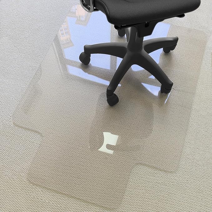 Kuyal 2 Pack 1/5" Thick Office Chair Mat, 45" x53" with Lip Heavy Duty Hard Computer Chair Mat, Under Desk Protector Carpeted Floors Mats, Can be Used on Carpet or Hard Floor, Ship Flat