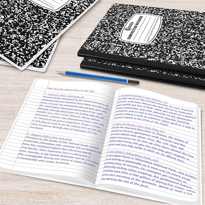Rosmonde 1000 Pack (Pallet) Composition Notebooks Bulk, Wide Ruled, Pallet of Notebooks, 100 Sheets (200 Pages), 9-3/4 x 7-1/2, Bulk Notebooks for School, Bulk Office Notebooks, 4-7 Days Transit
