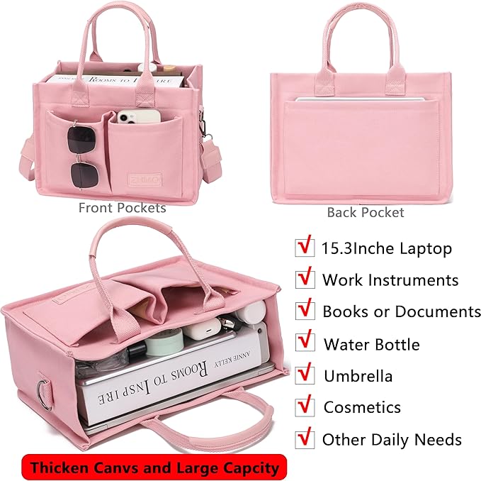 Canvas Tote Bag for Women,Women's Bags Crossbody Bags Work Laptop Tote Bag Large Handbags Purse for Travel Nurse Teacher