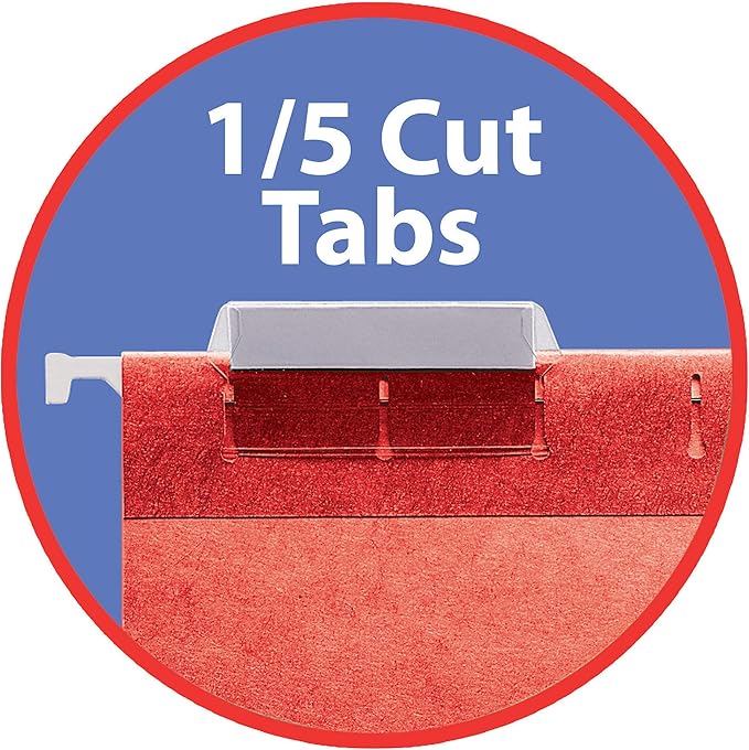 Smead Hanging File Folder with Tab, 1/5-Cut Adjustable Tab, Legal Size, Assorted Primary Colors(64159), (Pack of 5, 125 Count Total)