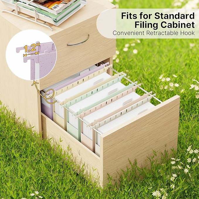 Wheat Straw Hanging File Folders Letter Size Extra Capacity,Heavy Duty 2'' Expandable File Cabinet Folders,12 Pack Pastel File Folders Hanging with Tabs,Hanging File Organizer for Office School