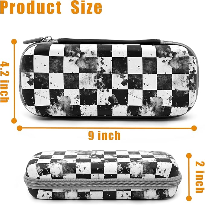 Checkerboard Pencil Case Zip Pencil Box Multi Pouch Holder Desk Organizer For Boys Girls School Office