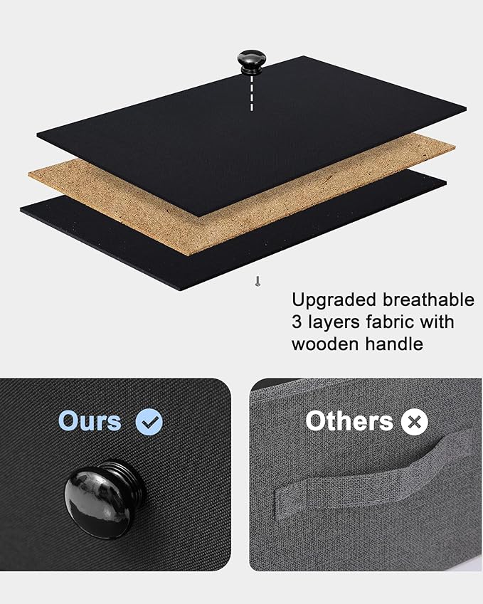 Crestlive Products Tall Dresser, 7-Drawer Wide Fabirc Storage Tower, Chests of Drawers - Vertical Organizer Unit for Bedroom, Hallway, Entryway, Nursery, Wood Top, Closets with Handles (Black)