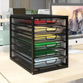 Natwind Mesh Desk Organizer with 6 Tier Sliding Drawers, Paper Sorter, Multi-Functional Home Office Supplies Storage Tray for Letters, Documents, Books, Mail, Files, Arts & Crafts Supplies - Black