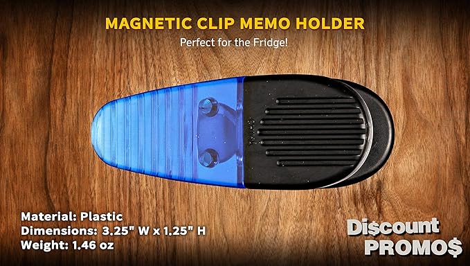 10 Magnetic Memo Holders Set - Large Clip, Plastic - TBlue