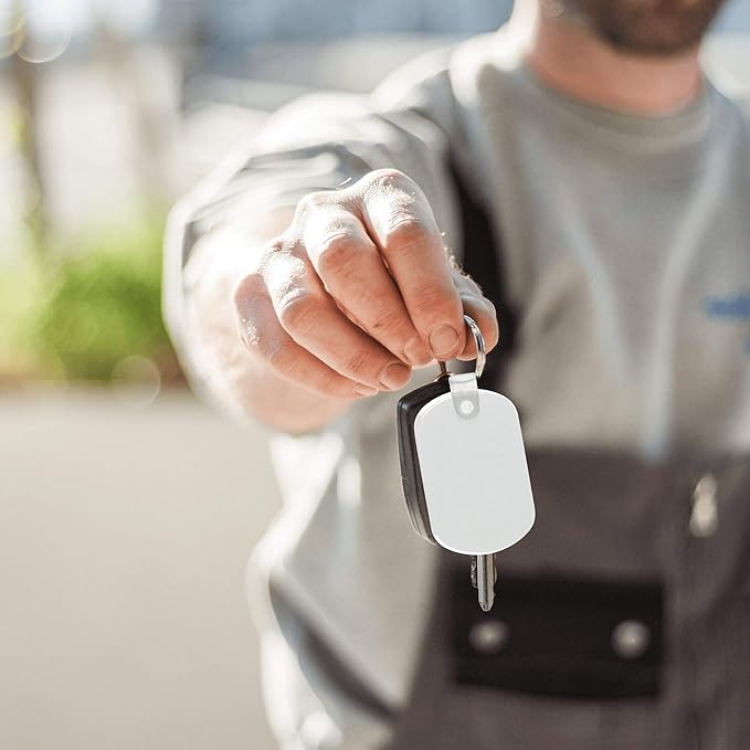 Tag Soft Plastic Keychains - 10 pack -Small Key Tag Chain For Staying Organized - Rubber Key Ring Keychain – White