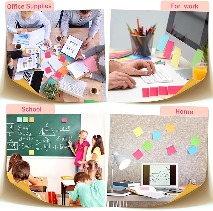 Thenshop 60 Packs Sticky Notes Bulk 3x3 Inches Colorful Self Stick Note Pads Paper Memo for Office School Notebook Supplies, 60 Pads, 50 Sheets/pad (Bright Color)