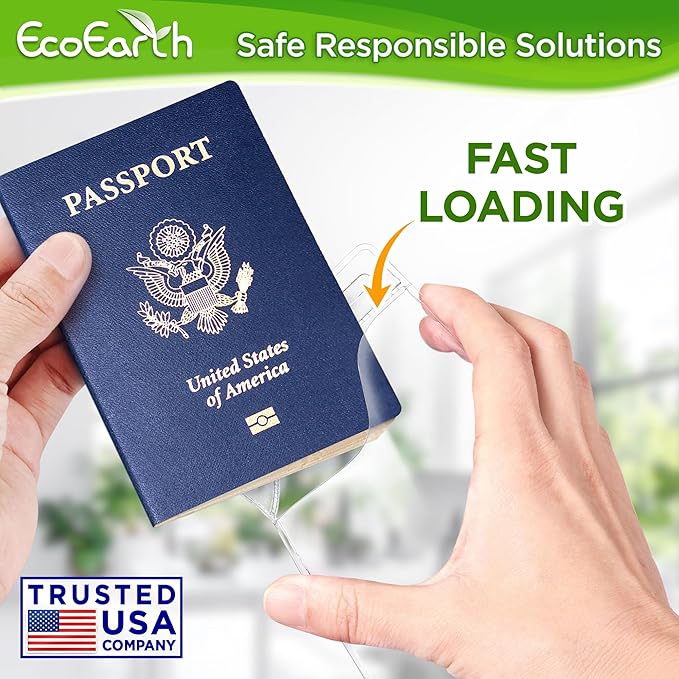 EcoEarth Passport & Identification Card Holders with Soft Edge (Clear, 4x6 Inch, 250 Pack), Extra Large Vertical ID Holder, Zipperless Plastic Name Badge Holders