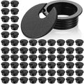 50 Pack 2 Inch Desk Grommet Desk Cable Wire Grommet Cord, PC Computer Desk Plastic Grommet Cord Tidy Cable Hole Cover Organizers for Office PC Computer Desk Cord Management (Black)