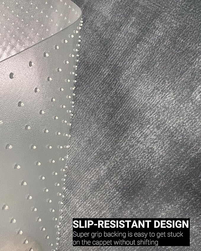 45" x 53" Office Chair Mat for Carpeted Floors – Large, Slip-Resistant, Heavy-Duty Desk Protector with Extended Lip – Easy Glide Rolling Desk Chair Mat for Work, Gaming, Home