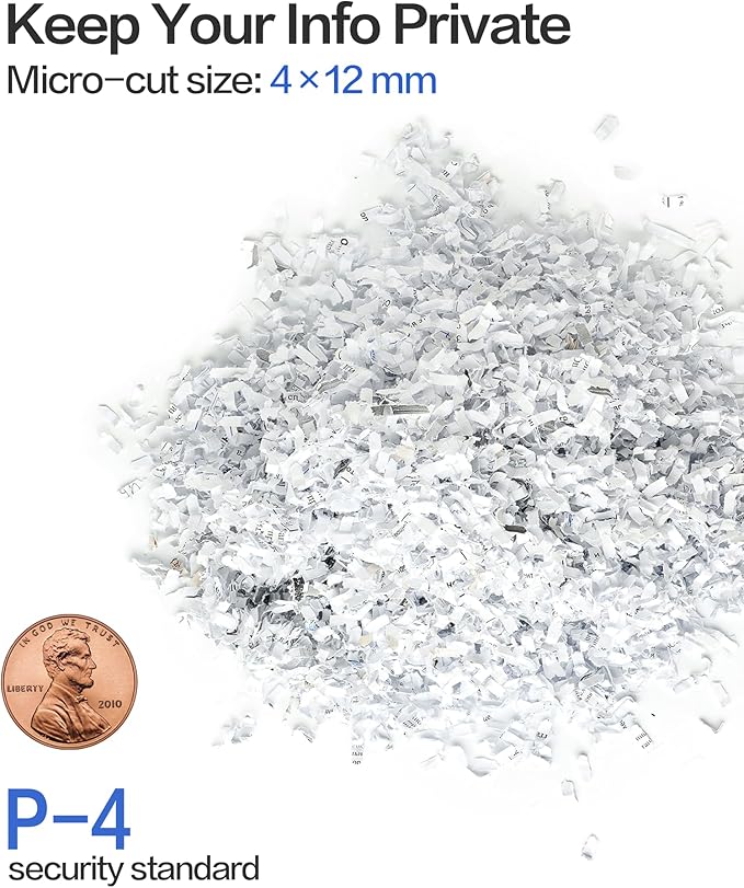 8-Sheet Micro-Cut Paper Shredder, P4 High Security, 4 Gallon Bin, 2-Minute Continuous Run, Home & Small Office Use