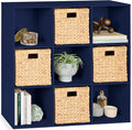 Best Choice Products Kids Bookcase 9-Cube Storage Organizer, 11in Shelf Opening, Bookshelf, Toy Storage, Customizable w/ 3 Removable Back Panels – Navy