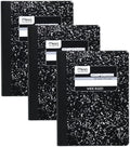 Mead Composition Notebook, 3 Pack, Wide Ruled Paper, 7-1/2" x 9-3/4", 100 Sheets per Comp Book, Black Marble (38301)