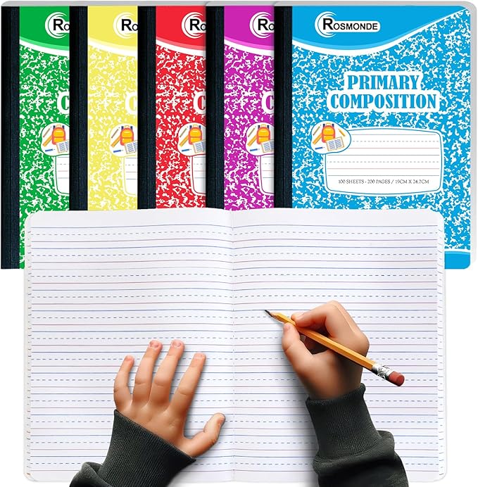 Rosmonde 2000 Pack (Pallet) Composition Notebooks Bulk, Primary Ruled, Full Pallet of Composition Notebooks, 100 Sheets (200 Pages), 9-3/4 x 7-1/2, Bulk Notebooks for Grades K-2, 4-7 Days Transit