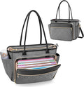 LUXJA Teacher Tote Bag with Accordion File Pocket, Teacher Bag for Women with 15.6 Inch Laptop Compartment, Gray
