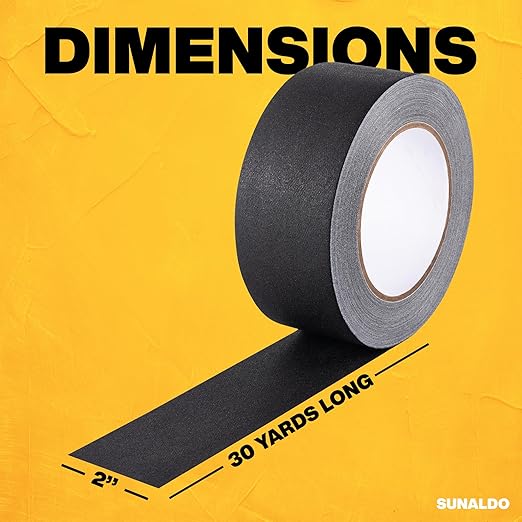 Gaffers Tape (2" x 30 Yards) Strong Hold, Easy to Rip, Residue-Free Professional Grade Floor Tape for Electrical Cords, Matte Finish Non Reflective, Weather Resistant (1 Pack, Black)