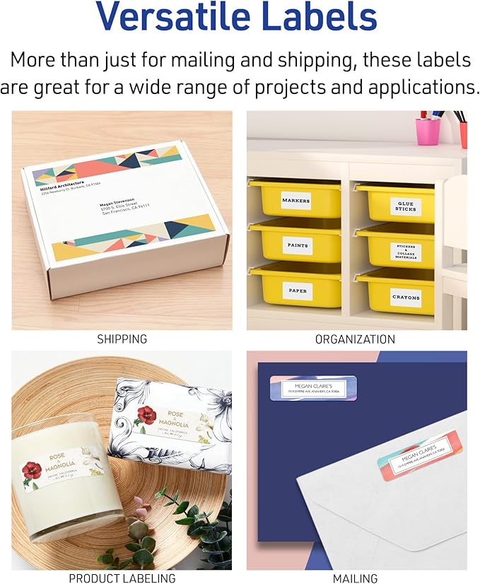 Avery Printable Address Labels with Sure Feed, 1" x 2-5/8" Customizable Stickers, White, 15,000 Blank Mailing Labels for Laser Printers, Great for Mailing, Shipping, and More (95915)