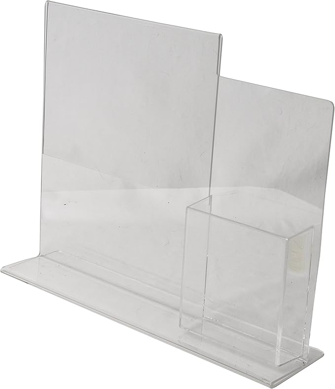 Clear-Ad - LHDP-8511 - Acrylic Desk Display with Sign & Trifold Brochure Holders - Multipurpose Desktop Organizer Stand (Pack of 2)