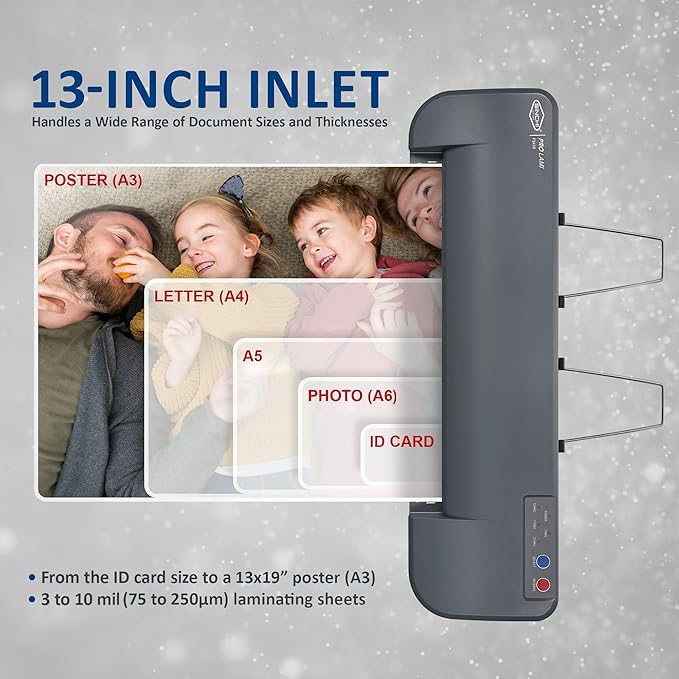 SINCHI 13-Inch Thermal Laminator & Foil Applicator, 3–10 Mil, 4-Roller, 55s Warm-Up, 18 seconds/page, Auto Shutoff, Commercial-Grade Laminating Machine with 10 Pouches for Office, School, Crafts & DIY