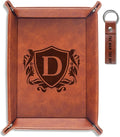 INNObeta Initial Valet Tray, Desktop Storage Organizer, PU Leather Bedside Tray Key Coin Holder, Personalised Gifts for Men, Birthday, Christmas, Letter D